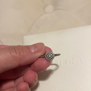 Pandora Silver Ring with Clear Stones